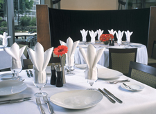 Visa Plus custom cut table linen by Milliken